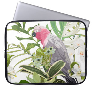 Tropical exotic pattern with parrot and flowers laptop sleeve