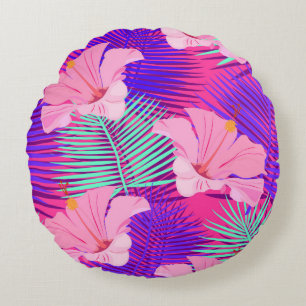 Tropical, exotic seamless pattern with exotic bird round cushion