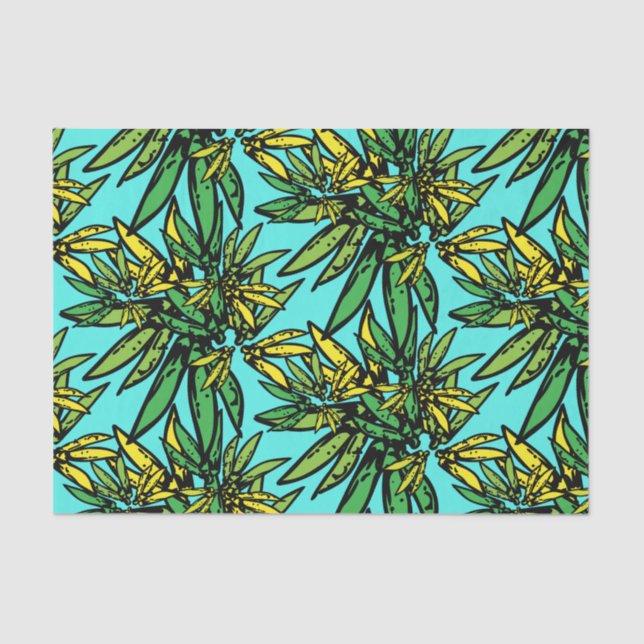 Tropical Exotic Stylish Plants Pattern Tissue Paper (Front)