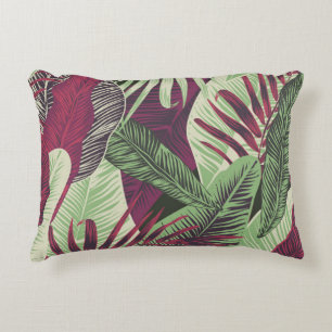 Tropical Exotic: Trendy Green Seamless Decorative Cushion