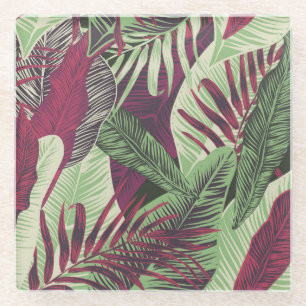 Tropical Exotic: Trendy Green Seamless Glass Coaster