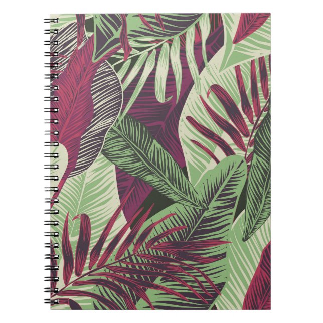 Tropical Exotic: Trendy Green Seamless Notebook (Front)