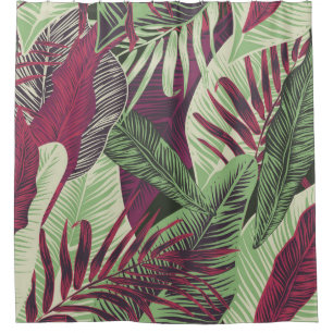 Tropical Exotic: Trendy Green Seamless Shower Curtain