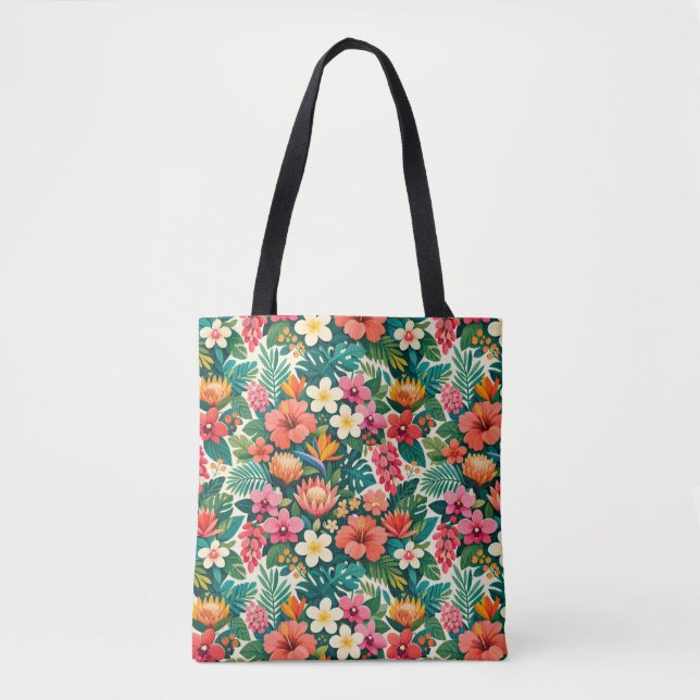 Tropical Exotic Wild Flow Tote Bag (Front)
