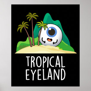 Tropical Eye-land Funny Island Pun Dark BG Poster