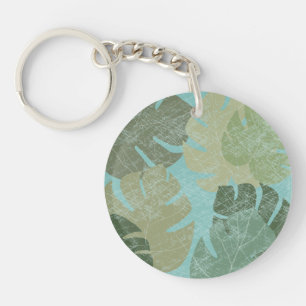 Tropical Faded Leaves Key Ring