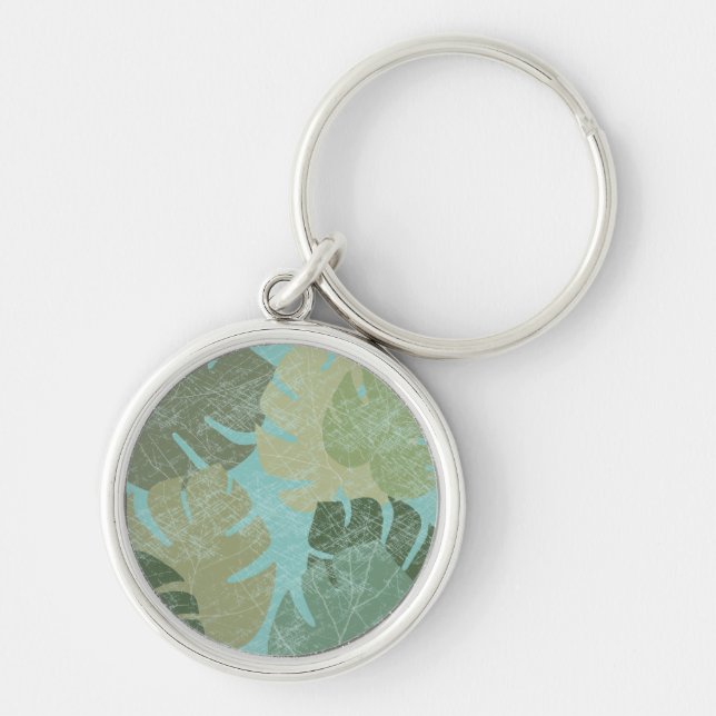 Tropical Faded Leaves Key Ring (Front)