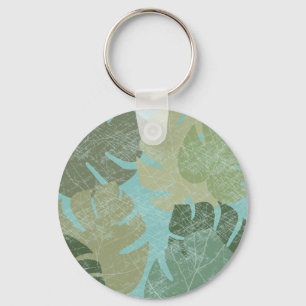 Tropical Faded Leaves Key Ring