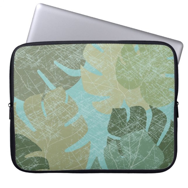 Tropical Faded Leaves Laptop Sleeve (Front)