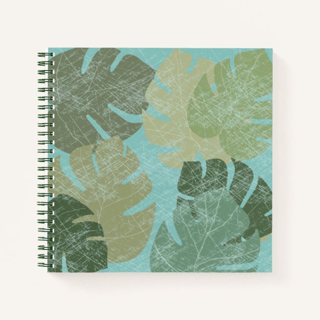 Tropical Faded Leaves Notebook (Front)