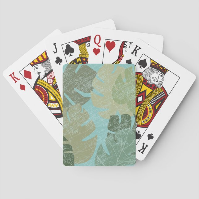 Tropical Faded Leaves Playing Cards (Back)