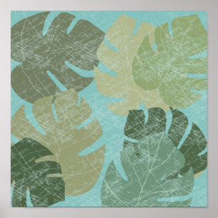 Tropical Faded Leaves Poster