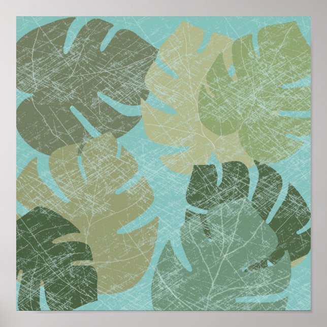 Tropical Faded Leaves Poster (Front)