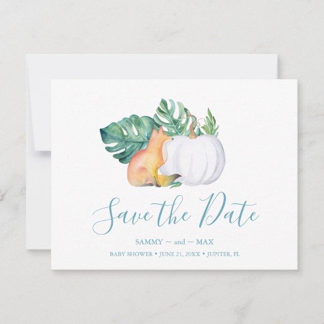 Tropical Fall Baby Shower Save the Date (Front)