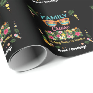 Tropical Family Cruise Memories Floral Summer Wrapping Paper