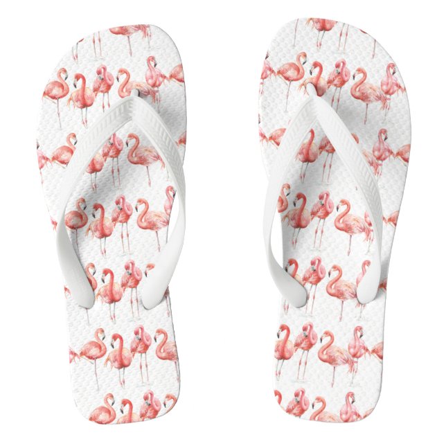 Tropical | Family of Flamingos Flip Flops (Footbed)