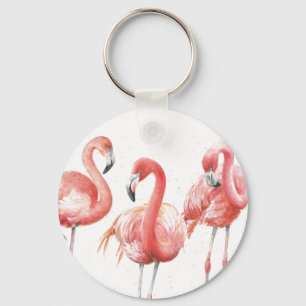 Tropical Family of Flamingos Key Ring