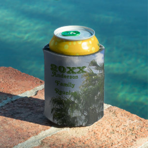 Tropical Family Reunion Palm Trees Summer Vacation Can Cooler