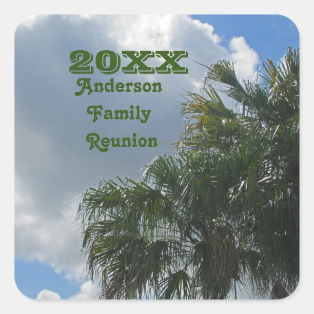 Tropical Family Reunion Palm Trees Summer Vacation Square Sticker (Front)