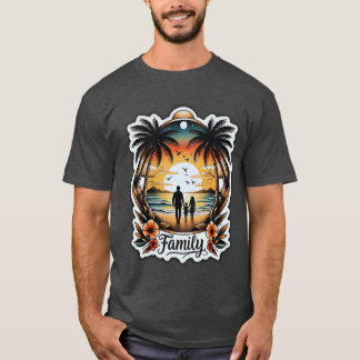 Tropical Family Sunset Beach T-Shirt