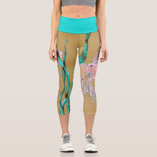 Tropical Fantail Fish Watercolor  Capri Leggings