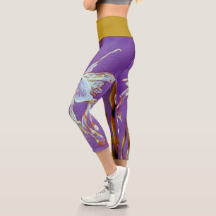 Tropical Fantail Fish Watercolor  Capri Leggings