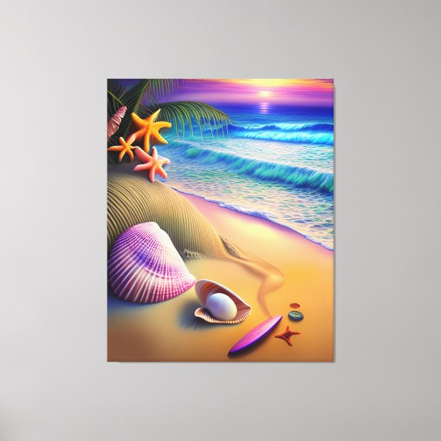 Tropical Fantasy Beach Sunset Canvas Print (Front)