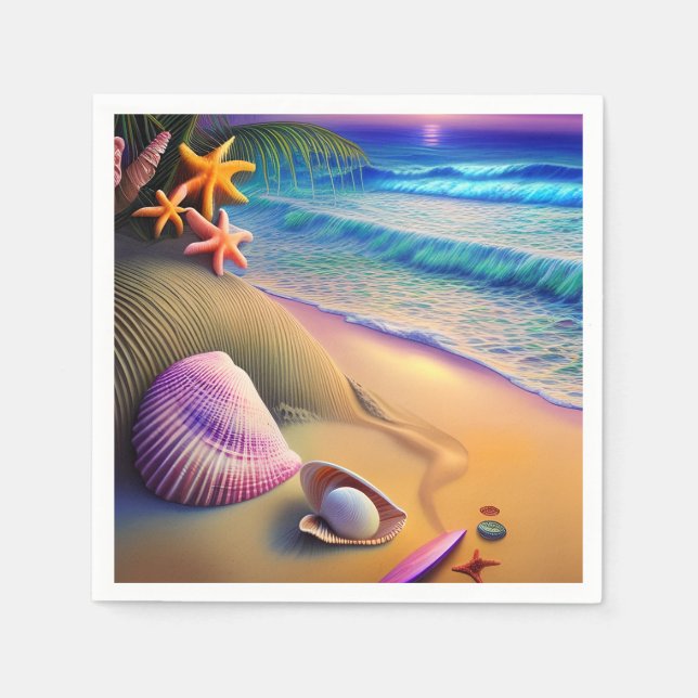 Tropical Fantasy Beach Sunset Napkin (Front)