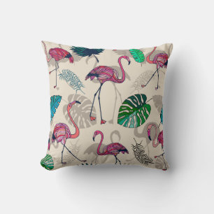 Tropical Fantasy: Flamingo Leaf Pattern Cushion