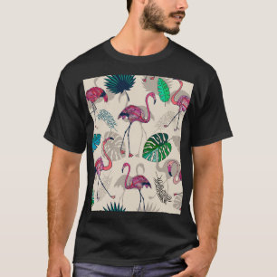 Tropical Fantasy: Flamingo Leaf Pattern T-Shirt