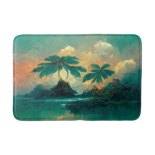 Tropical Fantasy Sea & Palm Trees Bath Mat
