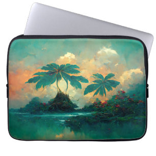 Tropical Fantasy Sea & Palm Trees Laptop Sleeve