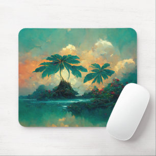Tropical Fantasy Sea & Palm Trees Mouse Mat