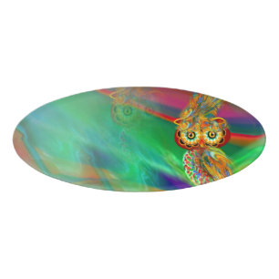 Tropical Fashion Queen Owl Name Tag