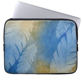 Tropical Feathers on Linen Laptop Sleeve