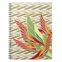 Tropical feathers spiral notebook