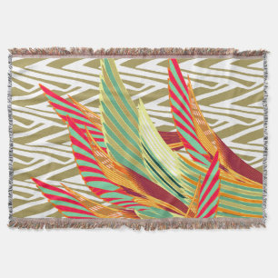 Tropical feathers throw blanket