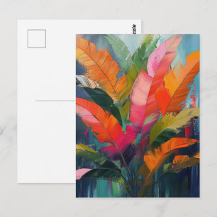 Tropical Feathers – Vibrant Botanical Abstraction Postcard