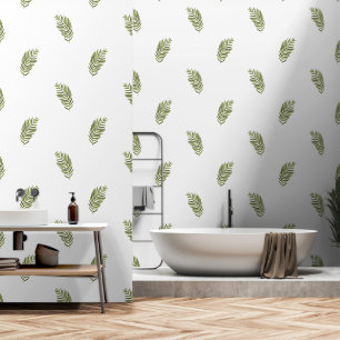 Tropical Fern Green Leaf Beach House Wallpaper