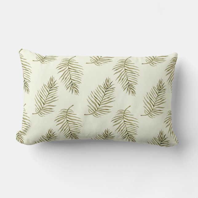 Tropical Fern Leaves Greenery Lumbar Cushion (Front)