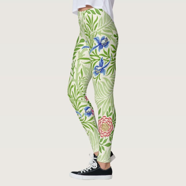 Tropical Ferns and Flowers William Morris Pattern Leggings (Left)