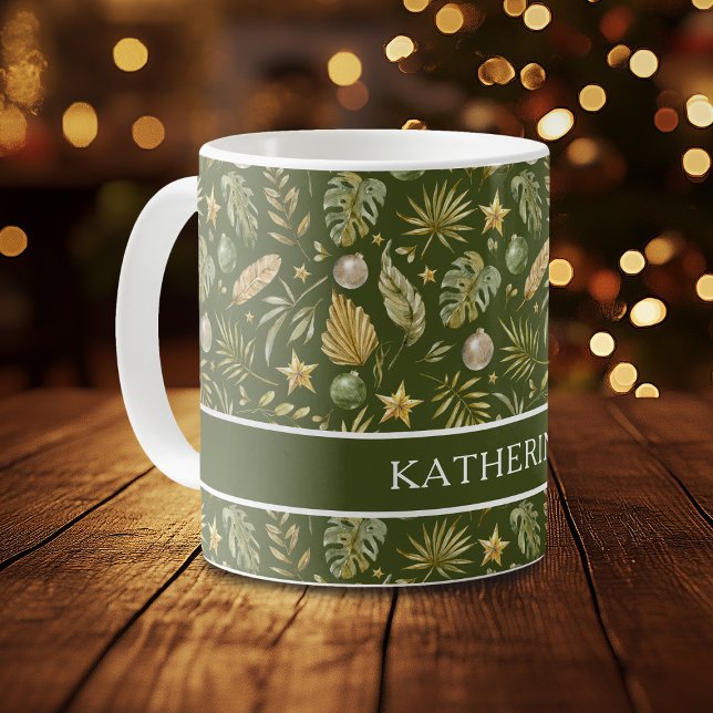 Tropical Festive Christmas Name Coffee Mug (Creator Uploaded)