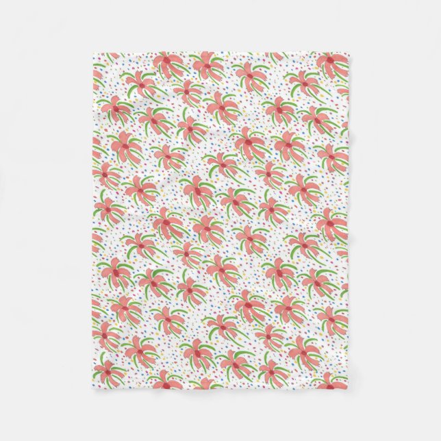 Tropical Fiesta Flowers Fleece Blanket (Front)