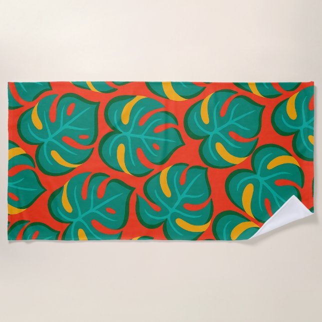 Tropical Fiesta Pattern Beach Towel (Front)