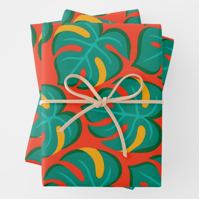 Tropical Fiesta Pattern Wrapping Paper Sheet (In situ)