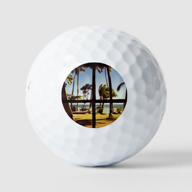 Tropical Fiji Beach Scene be6 gbcna Golf Balls (Front)