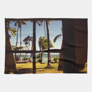 Tropical Fiji Beach Scene ktcna Tea Towel