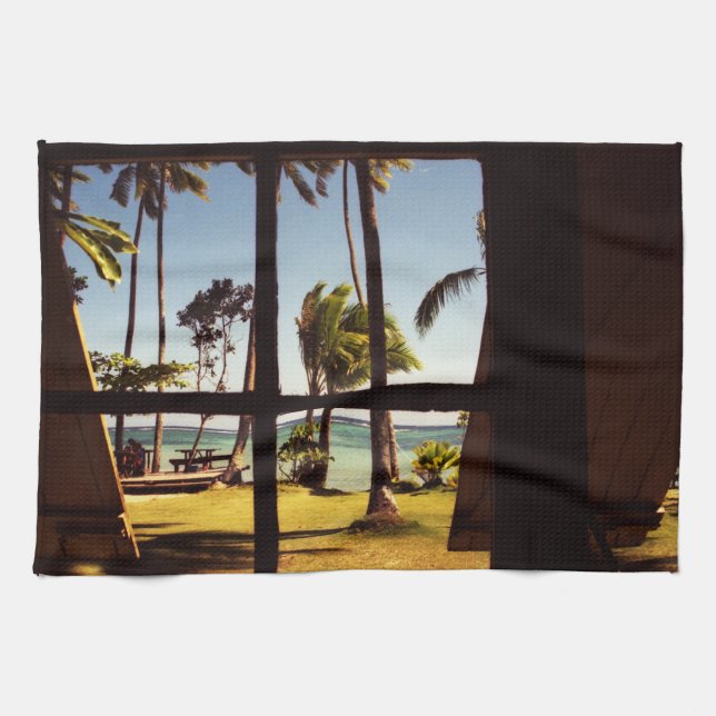 Tropical Fiji Beach Scene ktcna Tea Towel (Horizontal)