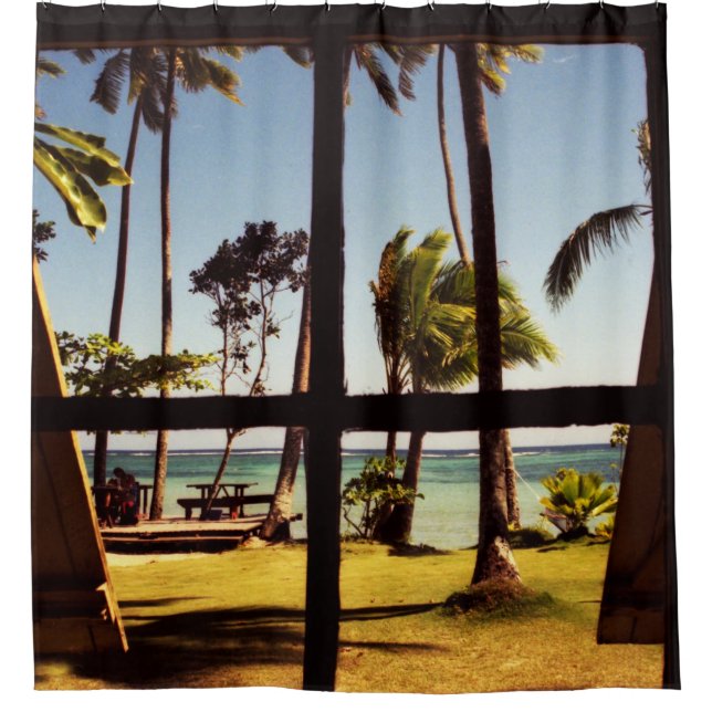 Tropical Fiji Beach Scene sccn Shower Curtain (Front)