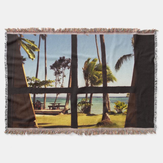 Tropical Fiji Beach Scene tba Throw Blanket (Front)